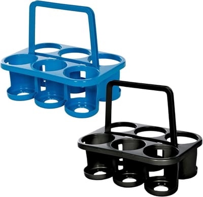 Novaliv 2X Flessendrager voor 12 Flessen - Stabiele Houding - Drankenmand Kunststof, Stapelbaar, 32x23x28cm Antraciet Zilver - Ideaal voor Keuken & Kelder Drankenmand Bierdrager Drankendrager