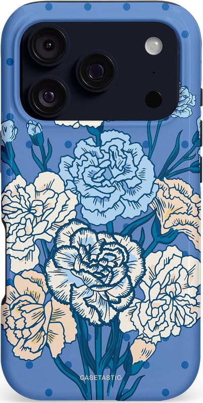 Casetastic hoesje geschikt voor Apple iPhone 17 Pro - MagSafe - Dubbellaagse bescherming - Anjer boeket - Fashion Case - Zand Blauw
