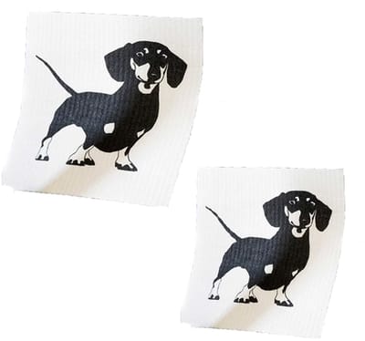 Teckel - set van 2 teckel afwasdoekjes (20x17cm) - teckeldoekjes - vaatdoekjes - poetsdoekjes - hond - schoonmaakdoek