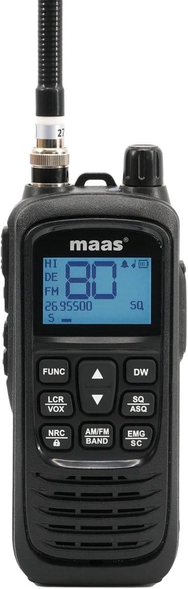 Handradio CB - Multistandaard Radio - Communicatie Onderweg - Inclusief Accu en Adapters - 80 Kanalen - Zwart