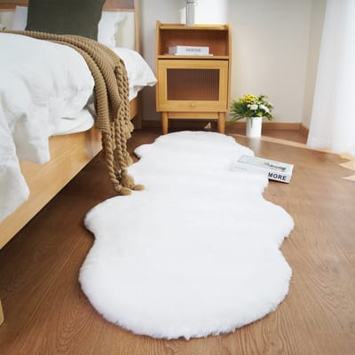 Dailygoods - Ghouse Hoogpolig Tapijt Wit 60X180 cm Fluffy Wasbaar Antislip & Zacht Vloerkleden Faux Fur Tapijt voor Woonkamer Kinderkamer Slaapkamer
