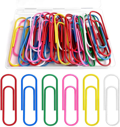 Paperclips, 30 stuks, gekleurd, 100 mm, van metaal, kantoorbenodigdheden, voor kantoor, klaslokaal, documenten, schoolbenodigdheden, verschillende kleuren
