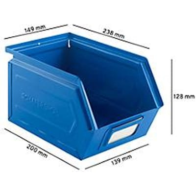Schäfer Shop Select magazijnbak met open voorzijde, staal, L 238 x B 149 x H 128 mm, 3,5 l, 8 kg, RAL 5015 (hemelsblauw)