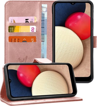 Hoesje geschikt voor Samsung Galaxy A02s - Book Case Kunstleer Pasjeshouder Rosegoud