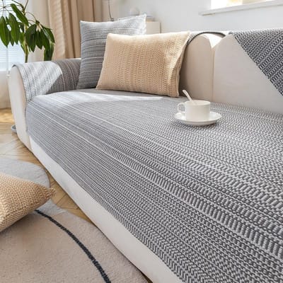 Katoen Grove Stof Antislip Bankhoes Moderne Hoekhoes Bankhoezen Woonkamer Streep Bank Handdoek Massief Hout Bankhoes 70x70cm 1pcs