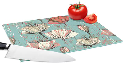 Glazen Snijplank - 28x20 - Vintage - Bloem - Flora - Snijplanken Glas