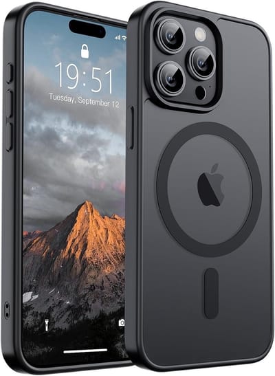 Ntech - Hoesje Geschikt voor iPhone 15 Pro Max Hoesje Mat Zwart – Transparant Bumper Hoes - Geschikt voor MagSafe hoesje iPhone 15 Pro Max – Slank & Schokbestendig