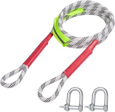 Autosleepkabel met Beugel - Sleepriem Noodgeval - Voertuigen Verplaatsen - Hoge Kwaliteit Polyester - 3 meter 3 ton - Zwart