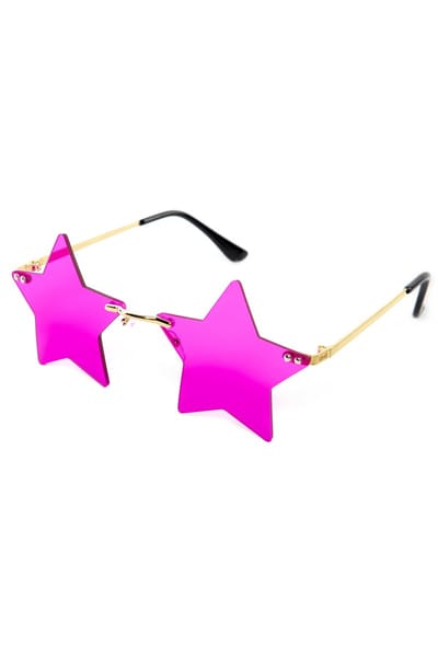 KIMU® Sterren Zonnebril - Goud Montuur - Rode Ster Glazen - Gouden Sterretjes Bril Rood Fout Festival