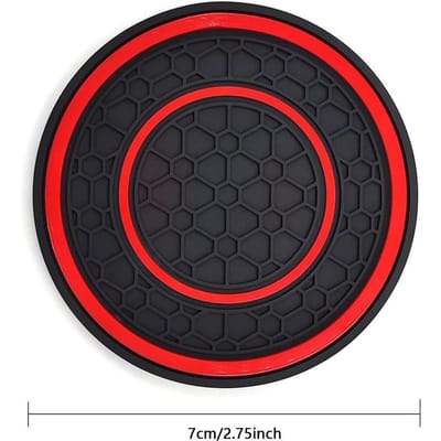 Premium Silicone Auto Bekerhouder Onderzetters - Antislip, Stofdicht, Eenvoudig Schoon te Maken - Universele Pasvorm voor de Meeste Voertuigen, Rood & Zwart Rubber Materiaal rood