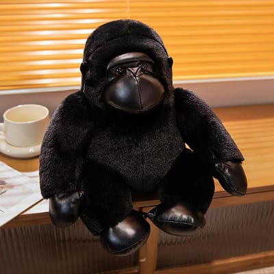 Nieuwe Reusachtige Knuffelaap Gorilla Pluche Speelgoed Zacht Pluizig Zwart Grijs Wild Dierentuin Dier Kinder Verjaardagscadeau 35cm zwart
