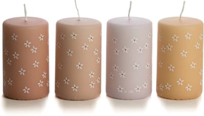 Rustik Lys - Stompkaarsen 'Flowers Summer' - Set van 4