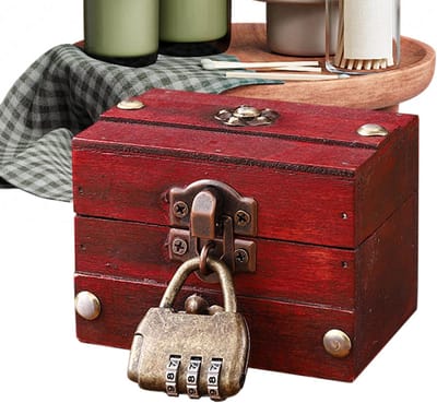 Houten opbergdoos - Decoratieve herinneringen - Veilige opslag - Met slot - 9x6.5x6 cm - Houtkleur