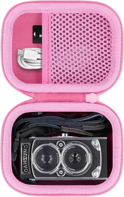 Retro Hard Travel Protective Opbergzak voor Digitale Camera - Roze Tote Bag met Bescherming en Stijl