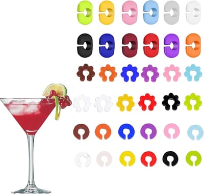 Dailygoods - Wijnglas Identifier,Herbruikbare Siliconen Markers,Glasmarker,Siliconen Wijnglas Marker,Wijnglasmarkeringen Charms,Party Receptie Glas Identifiers Wijn