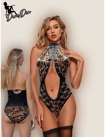 Panterprint Lingerie Set (Bodysuit + Kousen + Haaraccessoire) – Speciale Lingerie