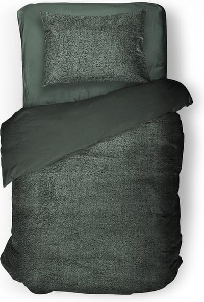 Eleganzzz Dekbedovertrek Teddy Pluche - Bottle Green - Teddy Dekbedovertrek - Dekbedovertrek 140x200/220cm - Eenpersoons dekbedovertrekken - 140x220cm - Fluffy Dekbedovertrek - Effen Dekbedovertrek