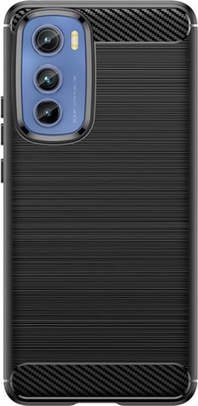 MobyDefend Hoesje - Geschikt voor Motorola Moto E22 / E22i - TPU Backcover - Geborstelde Metaal & Carbon-Look - Zwart