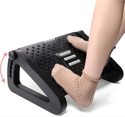 KAD® Voetensteun - Ergonomische Voetensteun voor Bureau - Verstelbaar Voetensteun - Zwart - 39cm x 30cm x 8cm