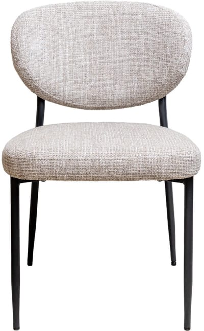 Giga Meubel Eetkamerstoel Vajèn Beige – Chenille – Zwart Metalen Onderstel - Set van 2