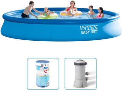 Intex Easy Set Zwembad - 457x84 cm - Rond - Opblaasbaar - Met filterpomp - Zwembad - Filterpomp - Opblaasbaar Zwembad - Intex - Easy Set Zwembad