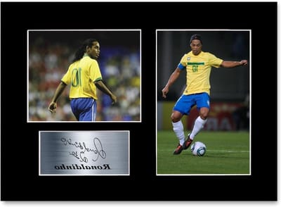 Voetbal Foto Display - Gesigneerde Poster - Fan Decoratie - Professioneel Gemonteerd - A4 Formaat - Zwart