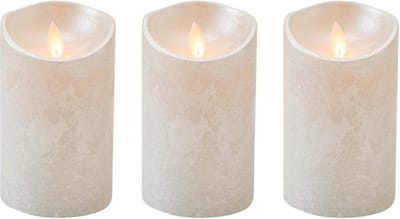 3x Zilveren LED kaarsen / stompkaarsen 12,5 cm - Luxe kaarsen op batterijen met bewegende vlam