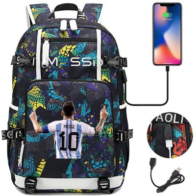 Fans Messi Schooltassen Camouflage Boekentas Sportief Casual Capaciteit Rugzak Reistas Voetbal Tieners Schooltassen Voor Cadeau black