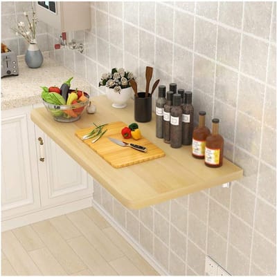 Wandmontage Tafel - Klaptafel Bureau - Ruimtebesparend Werken - Massief Hout - 90x50cm - Veelkleurig
