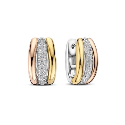 TI SENTO Dames Oorbellen - 925 zilver - Zilver geel verguld rosé verguld - 78072TZ