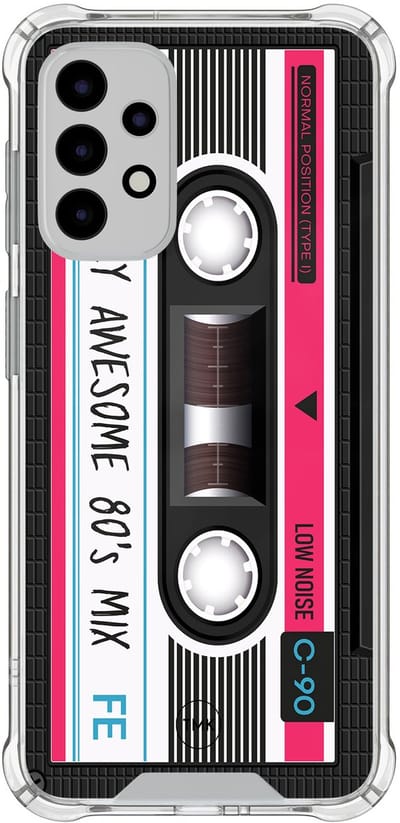 Shockproof hoesje geschikt voor Samsung Galaxy A52 5G - Cassette - Schokbestendig - Verhoogde randen - TPU case - Extra Sterke Back Cover - Print - Transparant, Zwart