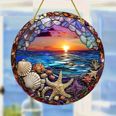 Zonlicht Vangende Stained Glass Hangdecoratie met Sterren en Bloemen, Perfecte Cadeau Ideeën voor Verjaardagen en Interieurdecoratie