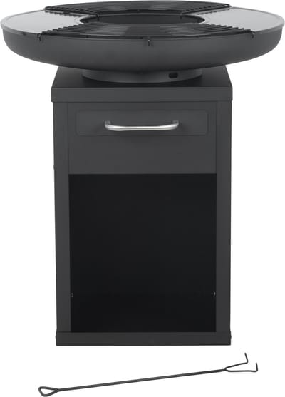 Bali OUTDOORS Grillring BBQ & Plancha - Vuurschaal met Uitneembare Bakplaat en Grillrooster - Houtopslag - Houtskool Barbecue Buitenkeuken - XL Ø80 x H92 cm