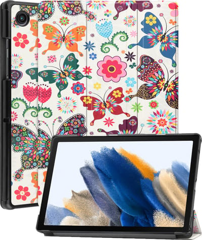 Hoesje - Geschikt voor Samsung Galaxy Tab A8 - Dun & Stevig - Hardcover Book Case - Trifold Bookcase Hoes - Hard Cover - Tablethoes - Vlinders