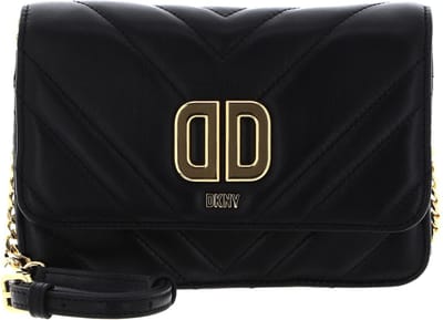DKNY Leren Schoudertas Avondtas Delphine Crossbody Bag Blk / Gold Zwart