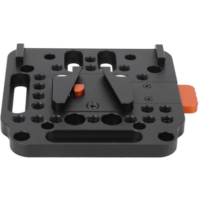 Volledig Metalen V-Mount Batterijplaat Basis Snelontgrendelingsplaat met Schroefgat Sleuf Oranje black