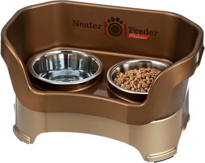 Voerbak Verhoging - Honden Voerbak - Netjes Eten - Anti-Knoei Ontwerp - Medium Formaat - Brons