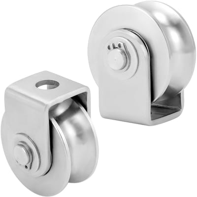 Reversible katrolset van 48 mm met lasbeugel, roestvrij staal, 250 kg draagvermogen, geschikt voor automatische poorten en staal kabel tot 10 mm