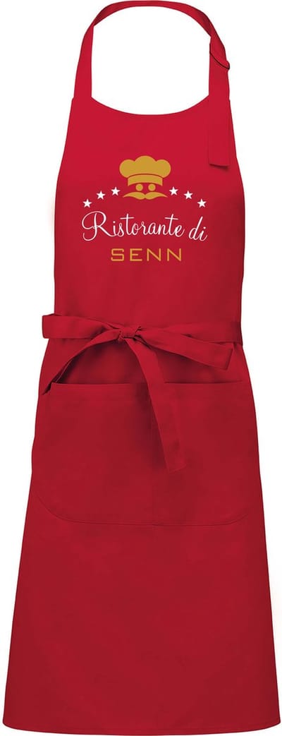 Cadeauschort - tekstschort - Keukenschort - BBQ schort - verjaardag - vaderdag - Ristorante di - met voornaam - mannen - rood