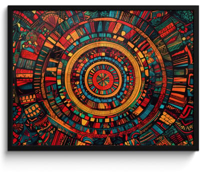 Poster in lijst - Fotolijst 70x50 cm - Posters - Mandala - Cirkels - Patronen - Posterlijst zwart - Decoratie - Wanddecoratie woonkamer - Muurdecoratie slaapkamer