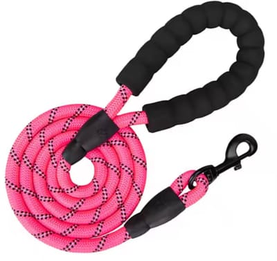 Rieba® Hondenriem 3 meter – Reflecterend - Sleeplijn – Speurlijn - Hondenlijn – Looplijn – Riem Hond - 1.2 cm Breed – Nylon - Zachte Handgreep - Sterk & Duurzaam – Roze