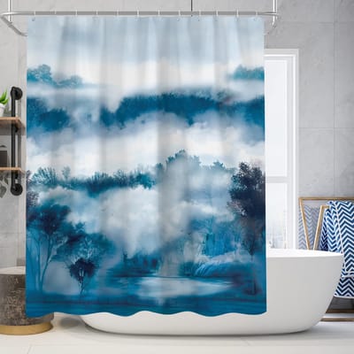 Floraweg Douchegordijn,Shower Curtain,badgordijn,badkamergordijn,Het witte sneeuwbos bedekken,-topkwaliteit - digitale printen -Anti Schimmel - Inclusief 12 ringen -met 12 stuks douchegordijnhaken – Waterdicht -Wasbaar- Polyester - 180x200 cm