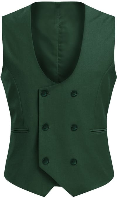 ALLTHEMEN Heren Dubbelrijs Vest Voor Zakelijk Gebruik - U-hals Dubbelrijig Effen Casual Vest - S
