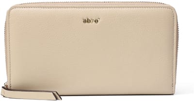 abro Leren portemonnee Leather Maxi Cocco Zip Wallet Siena Taupe