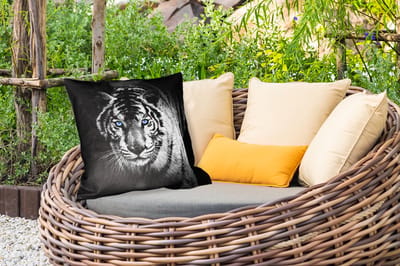 Buitenkussen Weerbestendig - Tijger - Dier - Zwart - Blauw - Modern - 50x50 cm