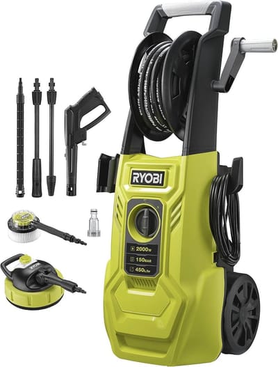 RYOBI RY150PWA hogedrukreiniger 2000 watt 150 bar 468 l/u ( 5133005371 )