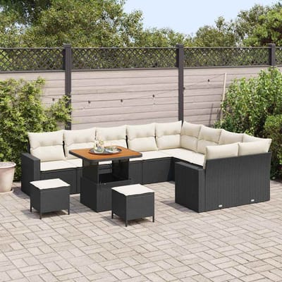 vidaXL - Tuinbank - Set - 13 - st - 10-Aantal - zitplaatsen - Zwart - en - Crème