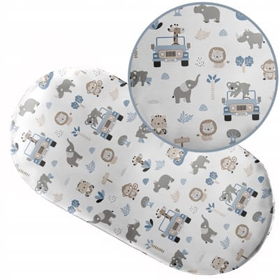 Hoeslaken Kinderwagen/Wieg 38x80cm Katoen Blauw Zoo