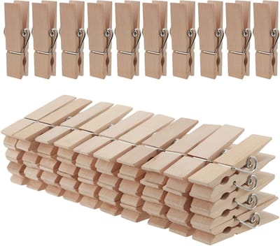 Pack van 50 Houten Kledingknijpers - Groot 7 cm x 1.8 cm - Gebruik voor Foto's, Memos en Notities - Creatief en Voor Wasgoed
