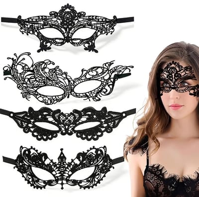 Dailygoods - 4 Stuks Venetiaans Kanten Masker voor Dames - Sexy Oogmaskers voor Feestelijke Gelegenheden